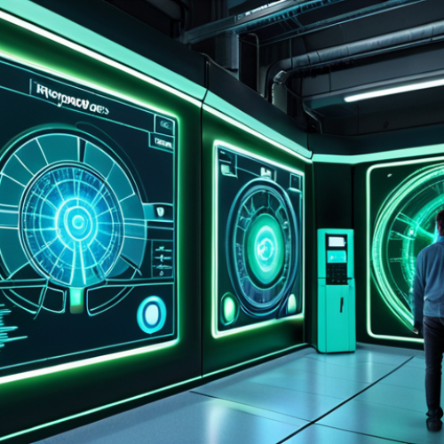 **Prompt 1:** A highly efficient, futuristic factory interior. AI interfaces project intricate data visualizations revealing "invisible" energy consumption patterns, with glowing lines tracing energy flows across complex machinery equipped with subtle IoT sensors. The scene is bathed in cool blue and green light, emphasizing data-driven precision and a newly unveiled understanding of energy dynamics, symbolizing the power of AI to optimize hidden inefficiencies.