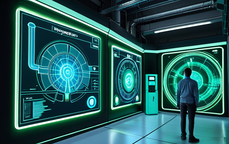 **Prompt 1:** A highly efficient, futuristic factory interior. AI interfaces project intricate data visualizations revealing "invisible" energy consumption patterns, with glowing lines tracing energy flows across complex machinery equipped with subtle IoT sensors. The scene is bathed in cool blue and green light, emphasizing data-driven precision and a newly unveiled understanding of energy dynamics, symbolizing the power of AI to optimize hidden inefficiencies.