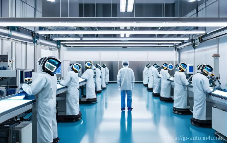 공장자동화 산업기사 필기 단기 합격법 - **Prompt 1: Automated Precision and Quality**
    "A brightly lit, ultra-modern factory floor with a...
