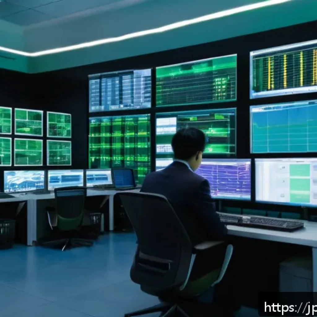 PLC 프로그래밍 심화 과정 - A modern industrial control room with multiple PLC units connected via Ethernet/IP and PROFINET netw...