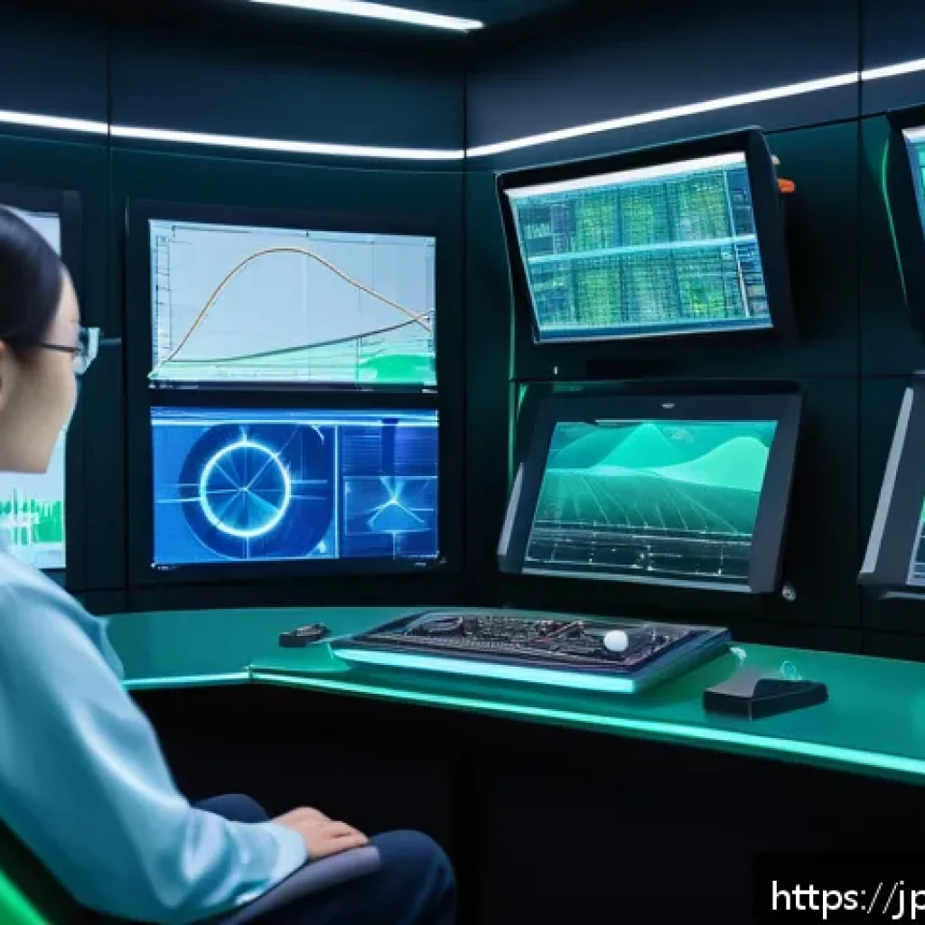 모터 드라이브 제어 이론 - A futuristic industrial control room filled with multiple motor drive systems integrated with AI tec...
