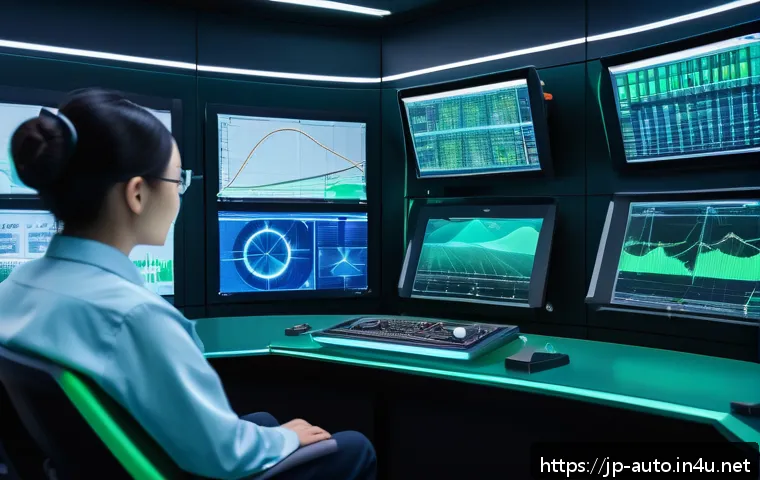 모터 드라이브 제어 이론 - A futuristic industrial control room filled with multiple motor drive systems integrated with AI tec...
