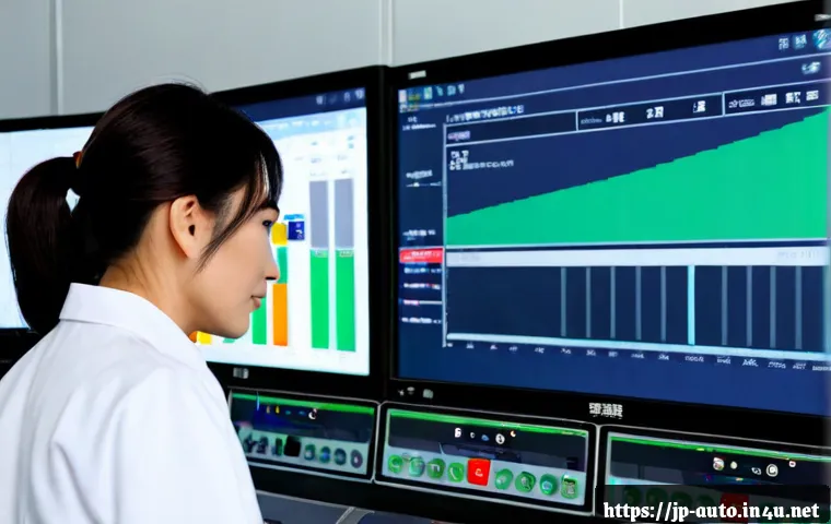 공장자동화와 ERP 시스템 연동 - Photorealistic modern Japanese factory automation control room, a Japanese engineer in clean workwea...