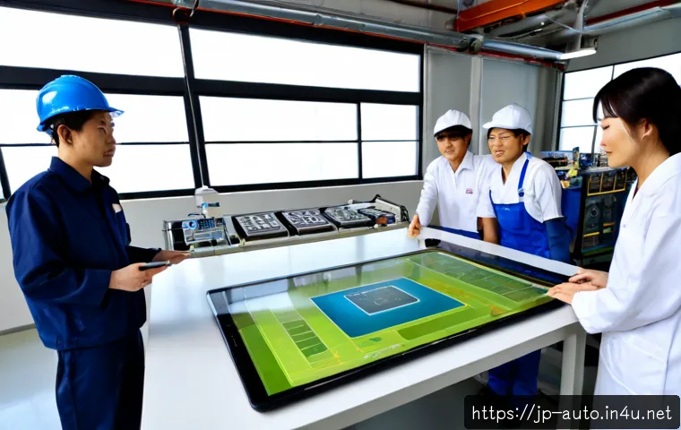 스마트 팩토리 도입을 위한 단계 - Photorealistic Japanese manufacturing plant planning session, diverse engineers and factory managers...